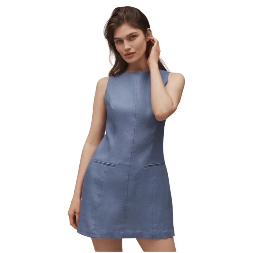 Reformation Citron Linen Mini Dress, Size 2 NEW WITH TAGS - Picture 5 of 16
